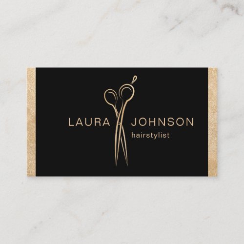 Hair Stylist Gold Glitter Scissors Beauty Salon Business Card