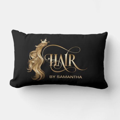 Hair stylist gold modern typography hair extension lumbar pillow