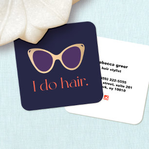 Hair Stylist Gold Retro Sunglasses Square Business Card