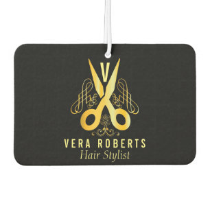Hair Stylist Gold Scissor & Beauty Salon Air Freshener