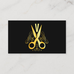 Hair Stylist Gold Scissor & Beauty Salon Business Card