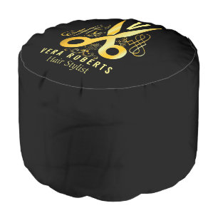Hair Stylist Gold Scissor & Beauty Salon design Pouf