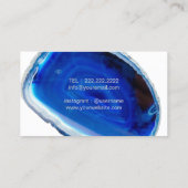 Hair Stylist Gold Scissor Blue Agate Geode Salon Business Card (Back)