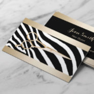 Hair Stylist Gold Scissor Classy Zebra Stripes Business Card at Zazzle