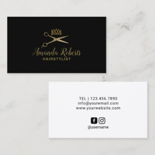 Hair Stylist Gold Scissor & Crown Fashion Business Card