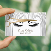 Hair Stylist Gold Scissor & Girl Beauty Salon Business Card