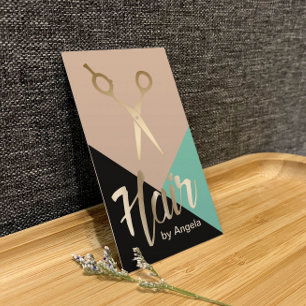 Hair Stylist Gold Scissor Modern Hair Salon Business Card