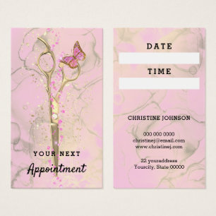 hair stylist gold scissors appointment card