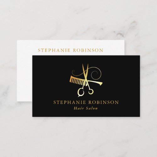 Hair Stylist Gold Script Barber Shop Custom Business Card
