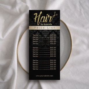 Hair Stylist Gold Script Beauty Salon Price List Rack Card