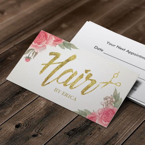 Hair Stylist Gold Script Classy Floral Appointment