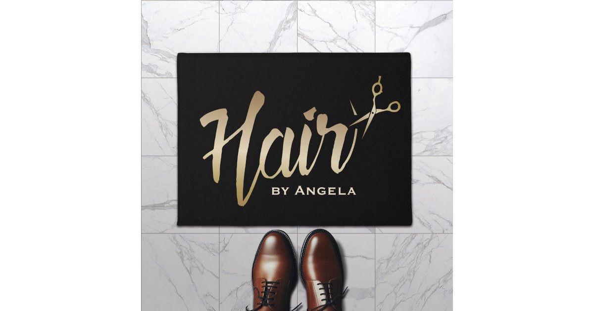 Hair Stylist Gold Script Modern Beauty Salon Doormat | Zazzle