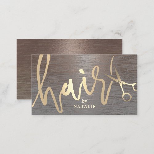 Hair Stylist Gold Script Modern Copper Salon  Business Card