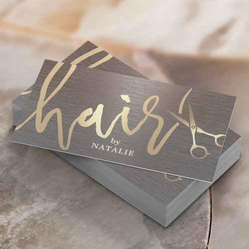 Hair Stylist Gold Script Modern Copper Salon  Business Card