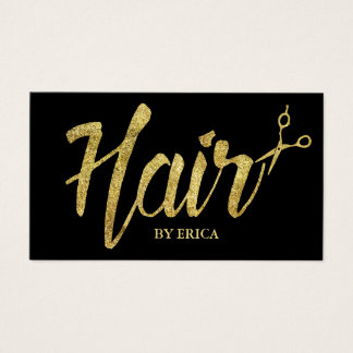 Hair Stylist Gold Script Modern Elegant Salon Business Card