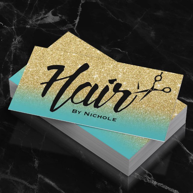 Hair Stylist Gold & Turquoise Glitter Appointment (Creator Uploaded)