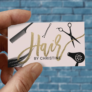 Hair Stylist Gold Typography Beauty Salon Business Card