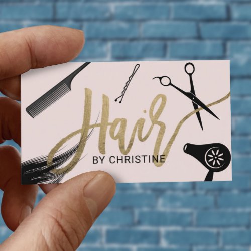 Hair Stylist Gold Typography Beauty Salon Business Card