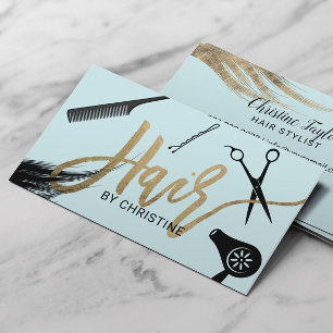 Hair Stylist Gold Typography Beauty Salon Mint Business Card
