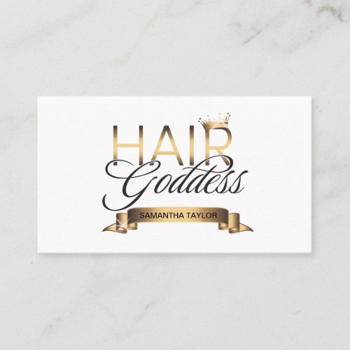 Hair stylist gold typography crown hairdresser bus business card