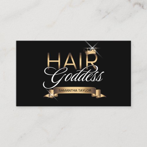 Hair stylist gold typography crown hairdresser bus business card