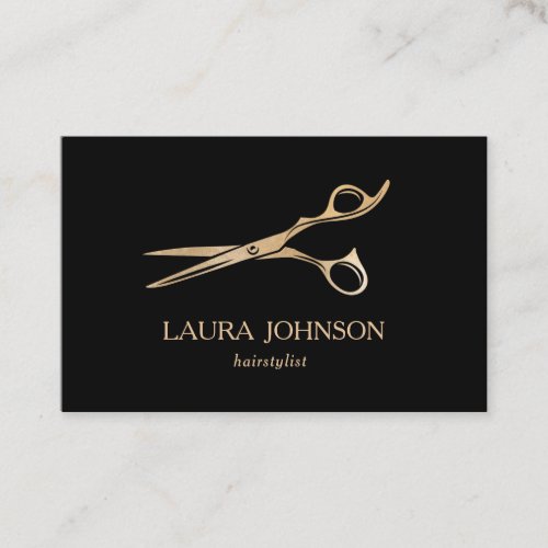 Hair Stylist GoldGlitter Scissors Business Card