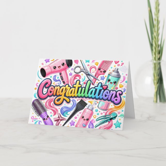 Hair Stylist Graduation Congratulations Card (Front)