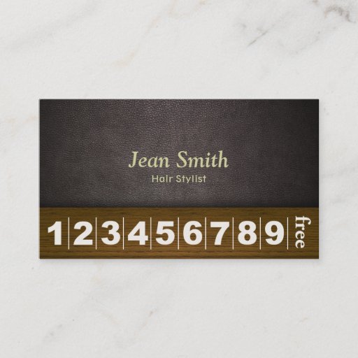 Customizable Classy Dark Leather Hair Salon Loyalty Card Business Card Templates