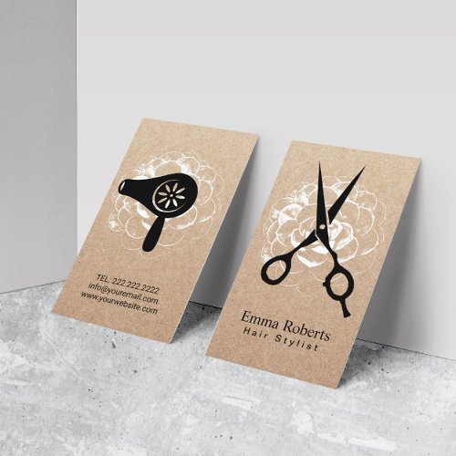 Hair Stylist Hair Salon Vintage Floral Rustic Business Card