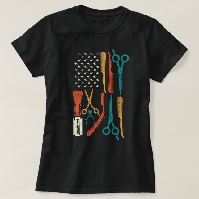 Hair Stylist Hairdresser Barber Salon Rhinestone  T-Shirt (Design Front)