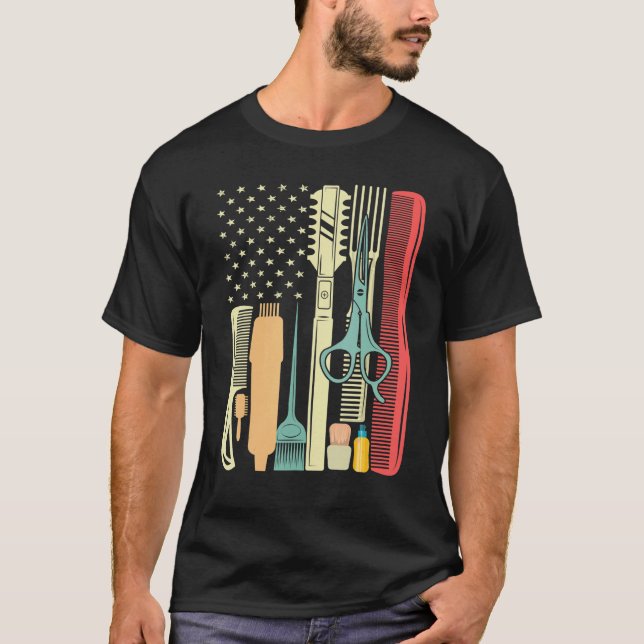 Hair Stylist Hairdresser Barber Salon Tools US Ame T-Shirt (Front)