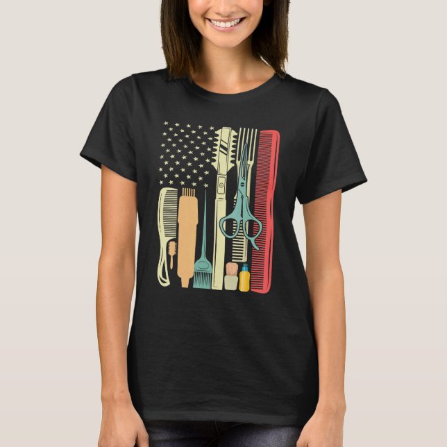 Hair Stylist Hairdresser Barber Salon Tools US Ame T-Shirt (Front)