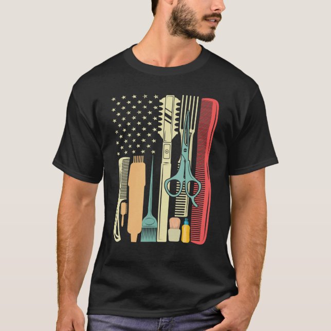 Hair Stylist Hairdresser Barber Salon Tools US Ame T-Shirt (Front)