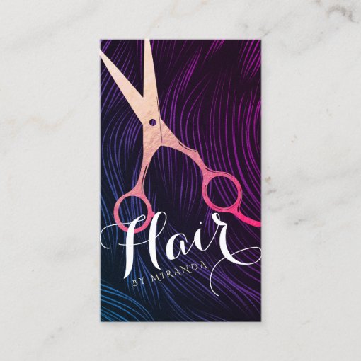 Hair Stylist Hairdresser Beauty Rose Gold Scissors Appointment Card ...