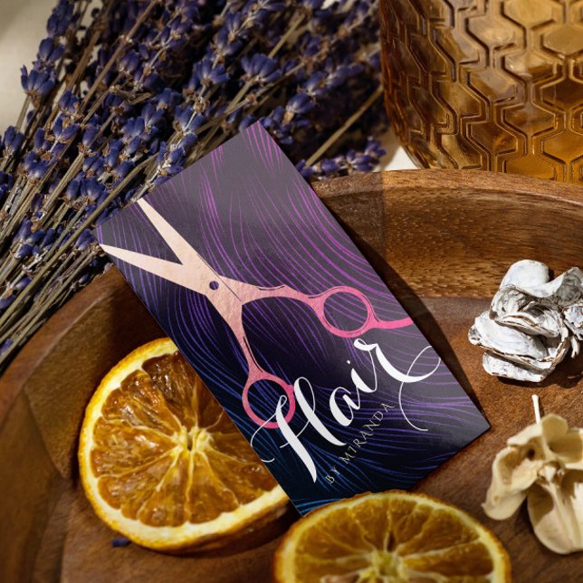 Hair Stylist Hairdresser Beauty Rose Gold Scissors Appointment Card (Creator Uploaded)