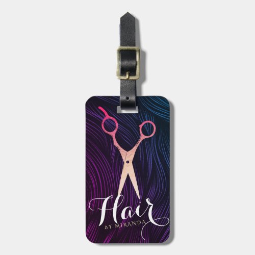 Hair Stylist Hairdresser Beauty Rose Gold Scissors Luggage Tag