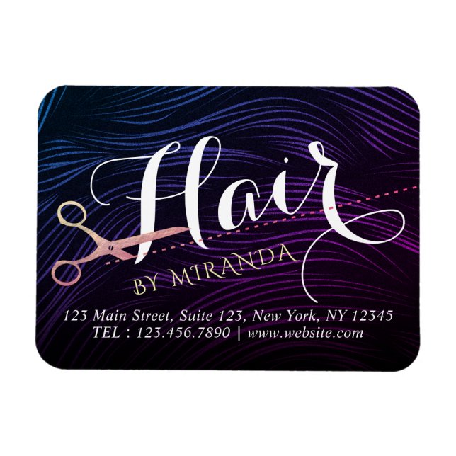 Hair Stylist Hairdresser Beauty Rose Gold Scissors Magnet (Horizontal)