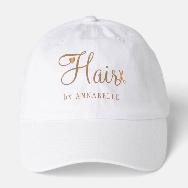 Hair stylist hairdresser business employee name  hat (Front)