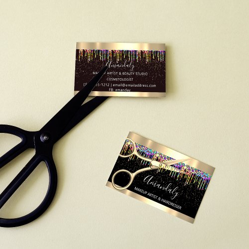 Hair Stylist Hairdresser Coiffeur Gold Scissors Business Card