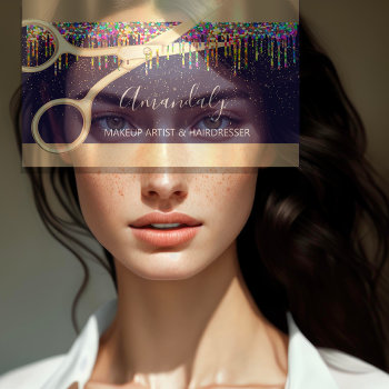 Hair Stylist Hairdresser Coiffeur Rainbow Scissors Business Card by luxury_luxury at Zazzle