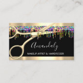 Hair Stylist Hairdresser Holograph Drips Scissors Business Card (Front)