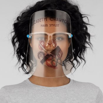 Hair Stylist Hairdresser Or Beauty Salon With Name Face Shield by HumusInPita at Zazzle