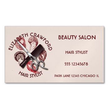 Hair Stylist Hairdresser Or Beauty Salon With Name Magnetic Business Card by HumusInPita at Zazzle