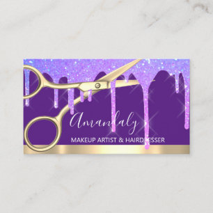 Hair Stylist Hairdresser Purple Scissors Coiffeur Business Card