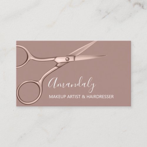 Hair Stylist Hairdresser Rose Gold Scissors Business Card