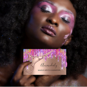 Hair Stylist Hairdresser Rose Gold Scissors Drip Business Card