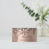 Hair Stylist Hairdresser Rose Gold Scissors Drips Business Card (Standing Front)