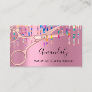 Hair Stylist Hairdresser Rose Holograph Scissors Business Card