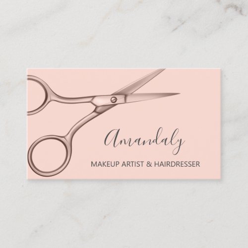 Hair Stylist Hairdresser Rose Pink Scissors Business Card