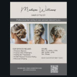 Hair Stylist Hairdresser Salon 3 Photos QR Flyer<br><div class="desc">Promote your salon or hairstyling services with this customizable Hair Stylist Flyer featuring space for three personalized photos and a scannable QR code for easy bookings, menu access, or social media links. Highlight your work, showcase your brand, and make a lasting impression with clients. Ideal for beauty professionals looking to...</div>